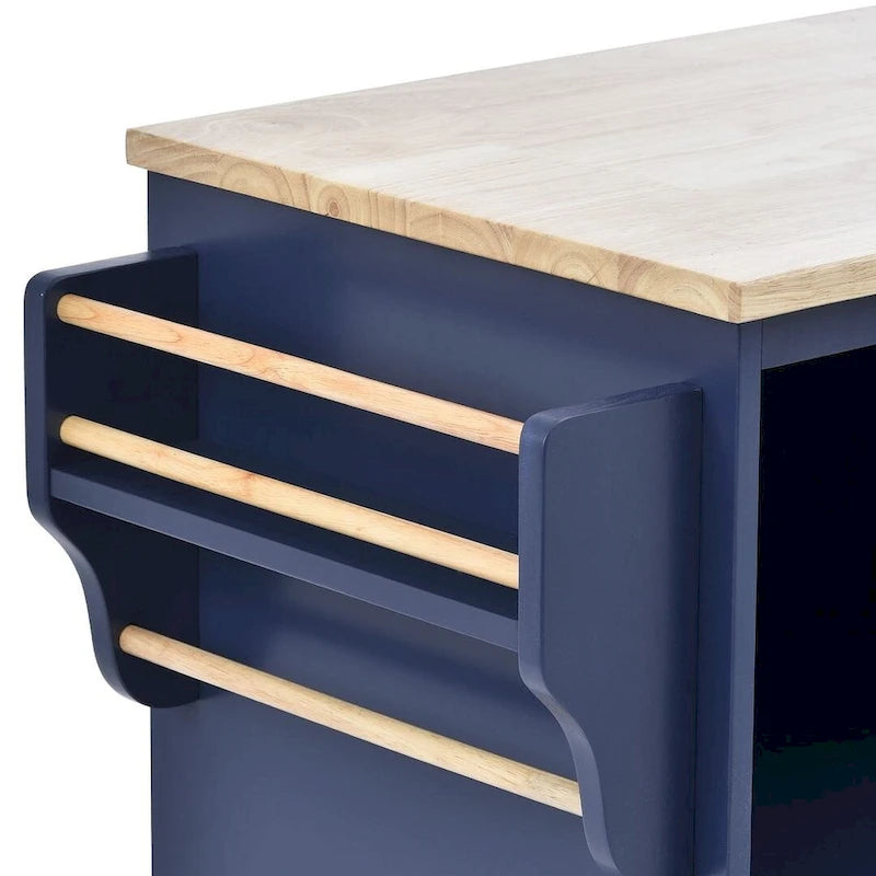 Desserte de cuisine à roulettes, Meuble de rangement, Plateau en bois massif