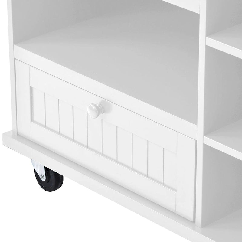 Desserte de cuisine à roulettes, Meuble de rangement, Plateau en bois massif