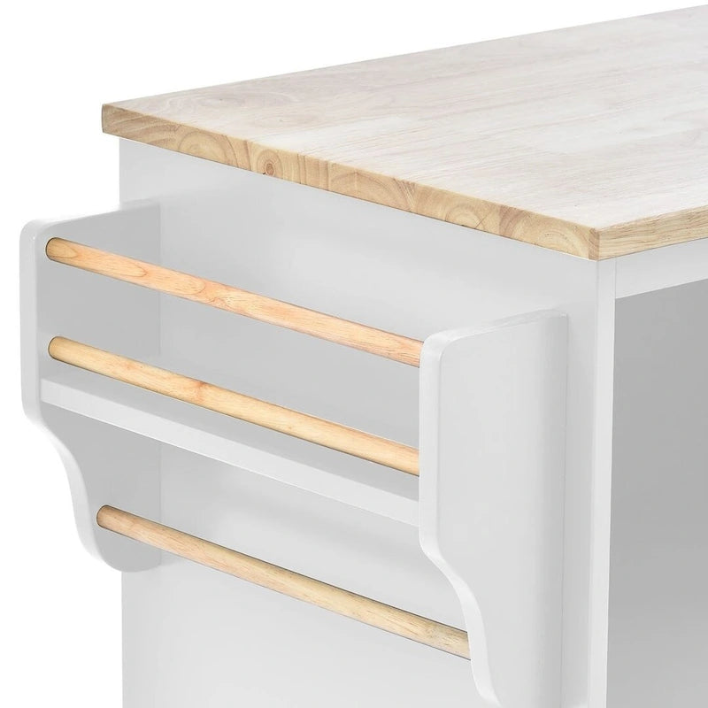 Desserte de cuisine à roulettes, Meuble de rangement, Plateau en bois massif
