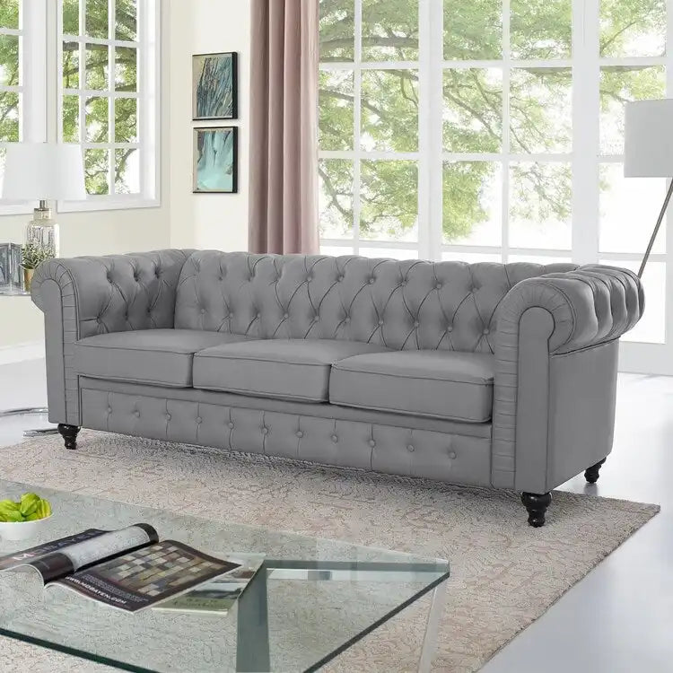Canapé Chesterfield, confort luxueux pour salons douillets, canapé moderne du milieu du siècle, 3 places