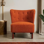 Fauteuil d'appoint, Fauteuil sans accoudoirs rembourré en peau d'agneau Sherpa, Fauteuil simple avec pieds en bois, Fauteuil de lecture moderne pour salon