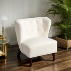 Fauteuil d'appoint, Fauteuil sans accoudoirs rembourré en peau d'agneau Sherpa, Fauteuil simple avec pieds en bois, Fauteuil de lecture moderne pour salon