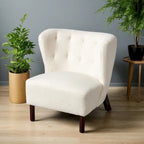Fauteuil d'appoint, Fauteuil sans accoudoirs rembourré en peau d'agneau Sherpa, Fauteuil simple avec pieds en bois, Fauteuil de lecture moderne pour salon