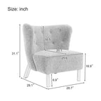 Fauteuil d'appoint, Fauteuil sans accoudoirs rembourré en peau d'agneau Sherpa, Fauteuil simple avec pieds en bois, Fauteuil de lecture moderne pour salon