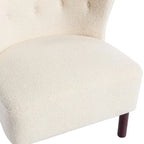 Fauteuil d'appoint, Fauteuil sans accoudoirs rembourré en peau d'agneau Sherpa, Fauteuil simple avec pieds en bois, Fauteuil de lecture moderne pour salon
