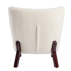 Fauteuil d'appoint, Fauteuil sans accoudoirs rembourré en peau d'agneau Sherpa, Fauteuil simple avec pieds en bois, Fauteuil de lecture moderne pour salon