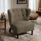 Fauteuil d'appoint, Fauteuil sans accoudoirs rembourré en peau d'agneau Sherpa, Fauteuil simple avec pieds en bois, Fauteuil de lecture moderne pour salon