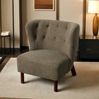 Fauteuil d'appoint, Fauteuil sans accoudoirs rembourré en peau d'agneau Sherpa, Fauteuil simple avec pieds en bois, Fauteuil de lecture moderne pour salon