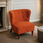 Fauteuil d'appoint, Fauteuil sans accoudoirs rembourré en peau d'agneau Sherpa, Fauteuil simple avec pieds en bois, Fauteuil de lecture moderne pour salon