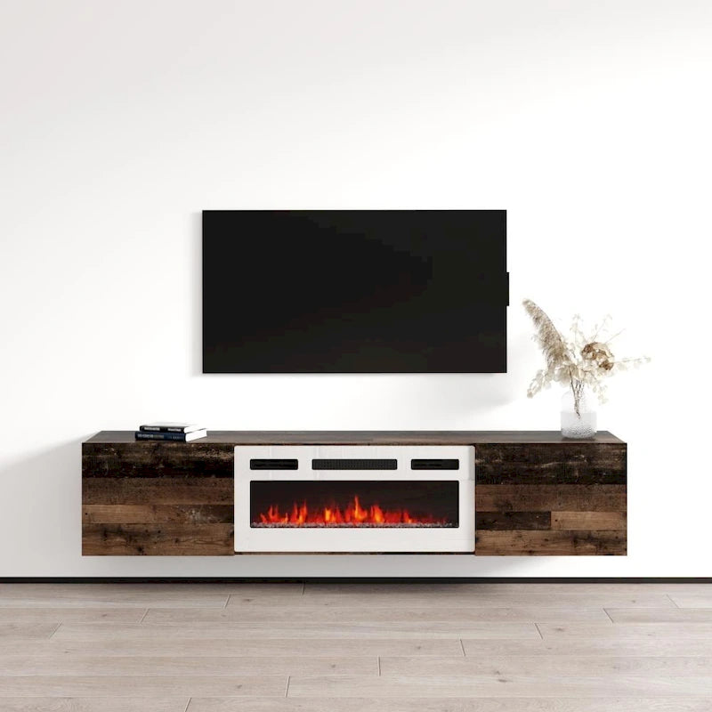 Meuble TV flottant WH-EF avec cheminée