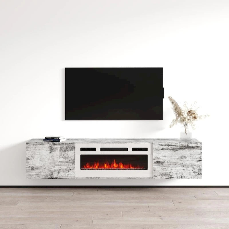 Meuble TV flottant WH-EF avec cheminée