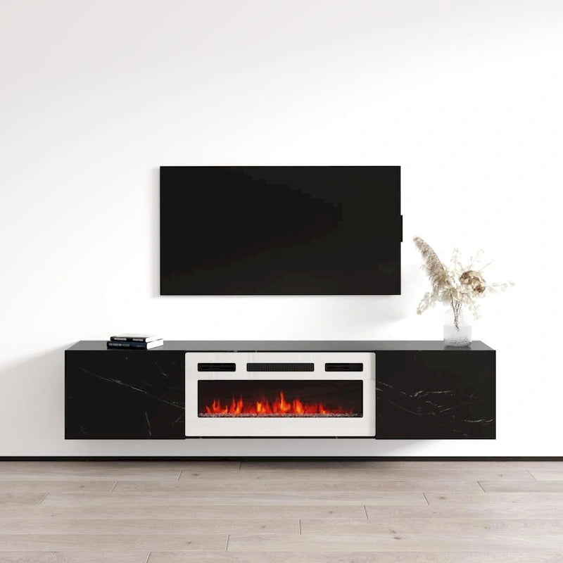 Meuble TV flottant WH-EF avec cheminée