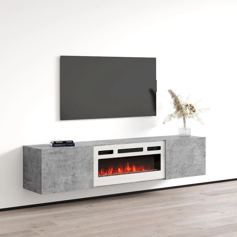 Meuble TV flottant WH-EF avec cheminée