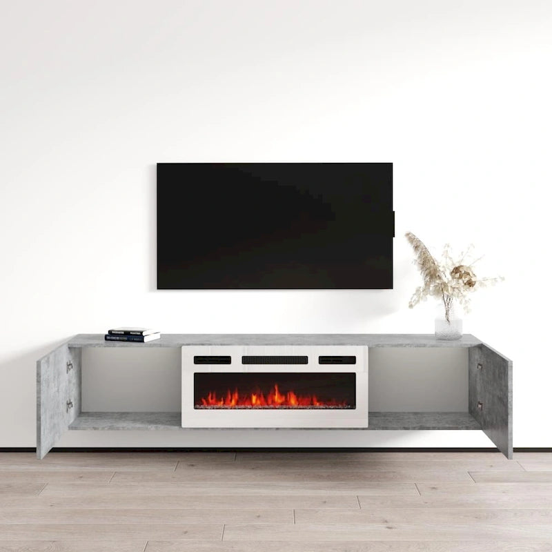 Meuble TV flottant WH-EF avec cheminée