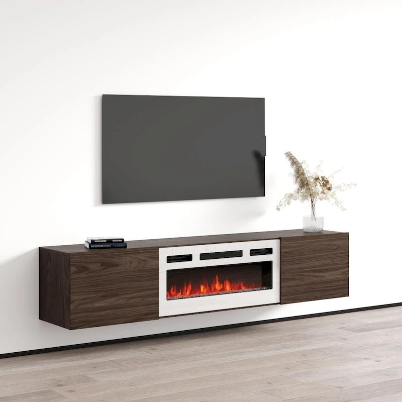 Meuble TV flottant WH-EF avec cheminée