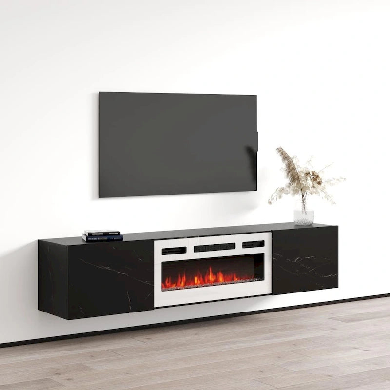 Meuble TV flottant WH-EF avec cheminée