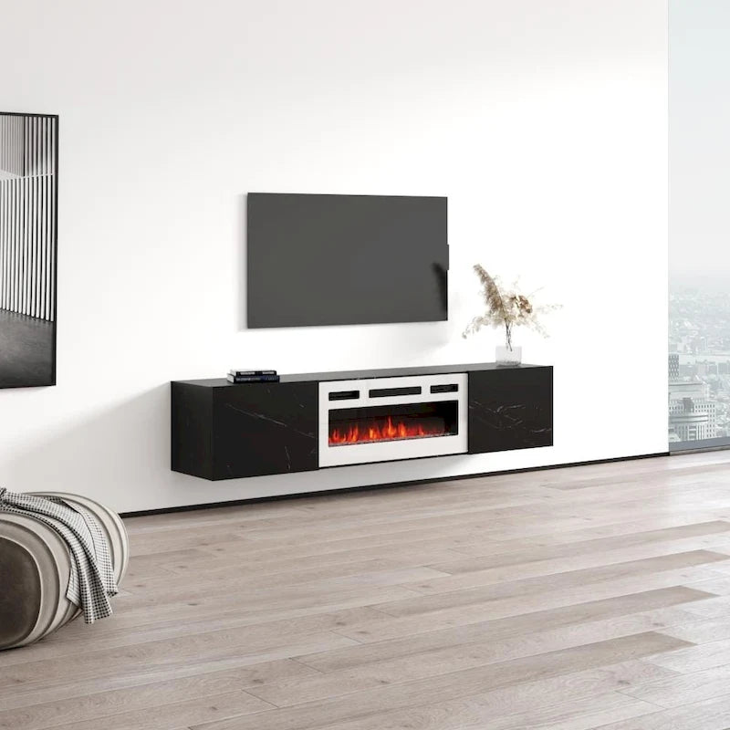 Meuble TV flottant WH-EF avec cheminée
