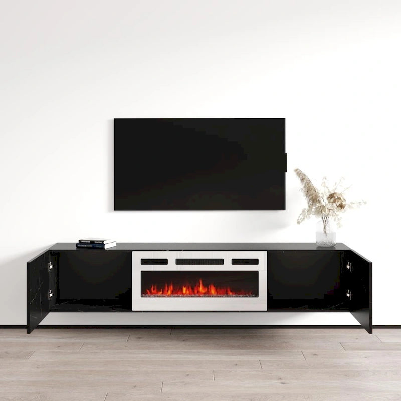 Meuble TV flottant WH-EF avec cheminée