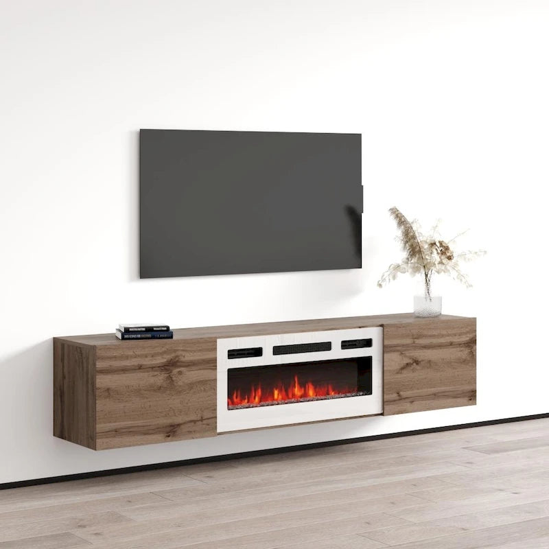 Meuble TV flottant WH-EF avec cheminée