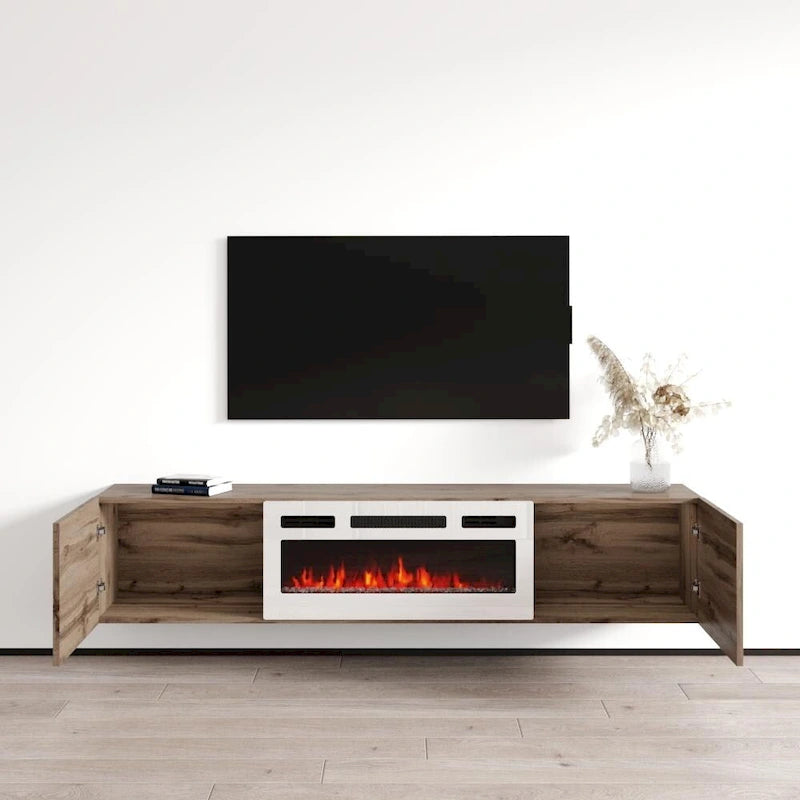 Meuble TV flottant WH-EF avec cheminée