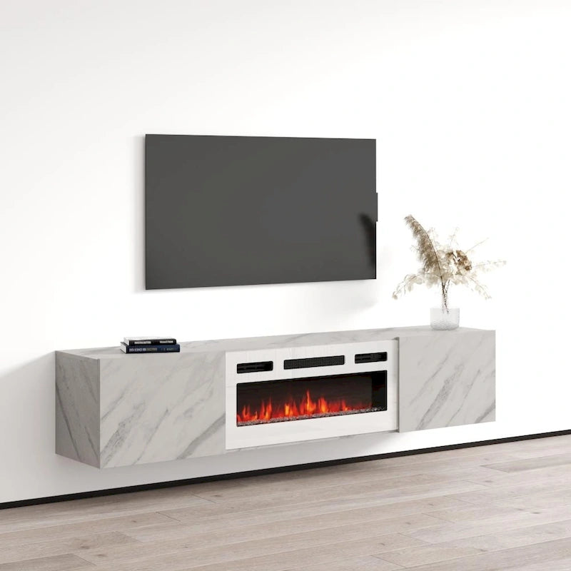 Meuble TV flottant WH-EF avec cheminée