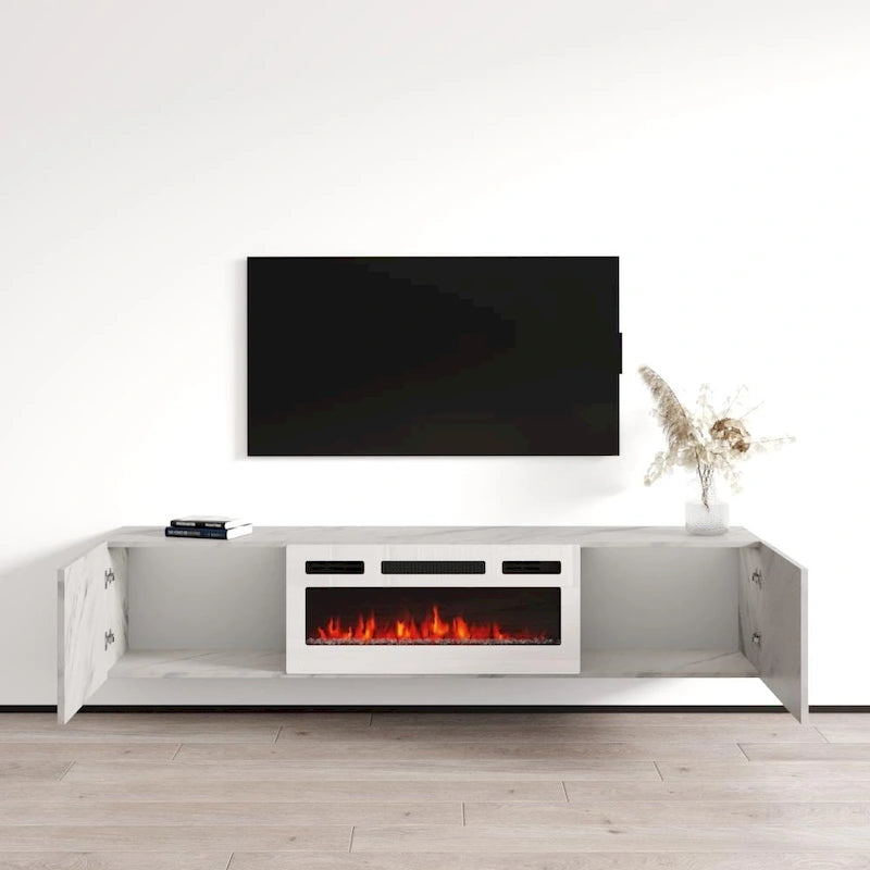 Meuble TV flottant WH-EF avec cheminée