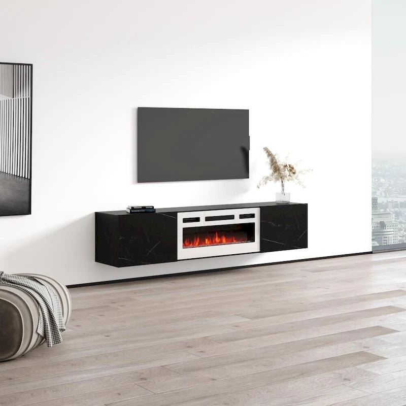 Meuble TV flottant WH-EF avec cheminée