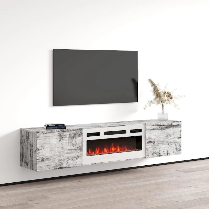Meuble TV flottant WH-EF avec cheminée