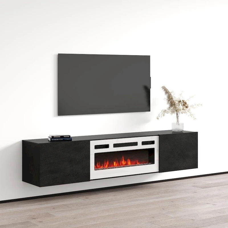 Meuble TV flottant WH-EF avec cheminée