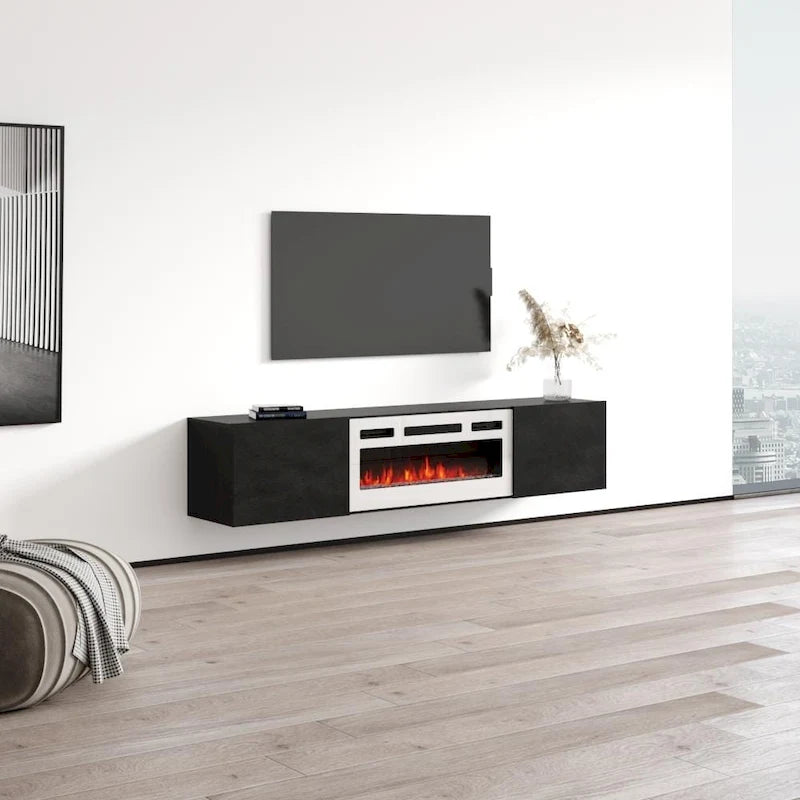 Meuble TV flottant WH-EF avec cheminée