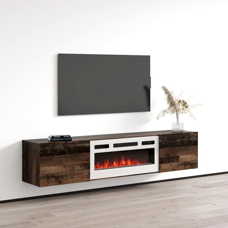 Meuble TV flottant WH-EF avec cheminée