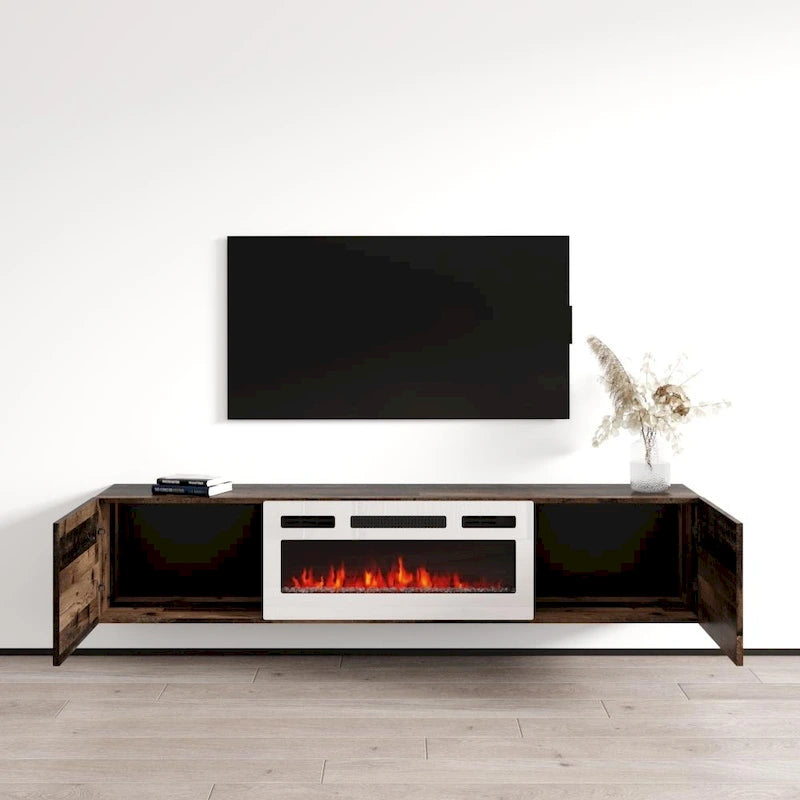 Meuble TV flottant WH-EF avec cheminée