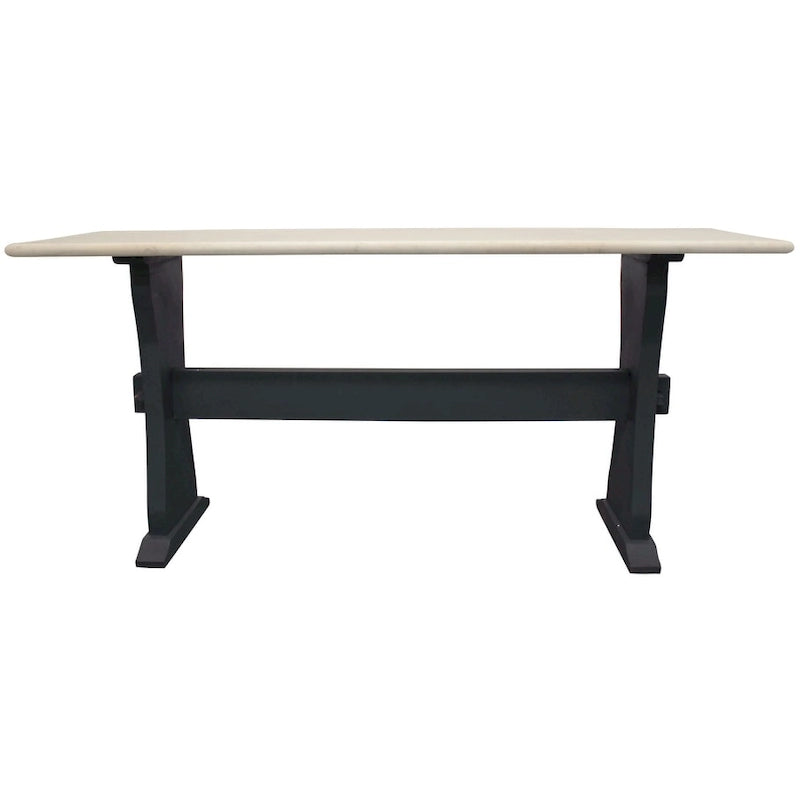 Console en marbre véritable ivoire et noir, 70 pi