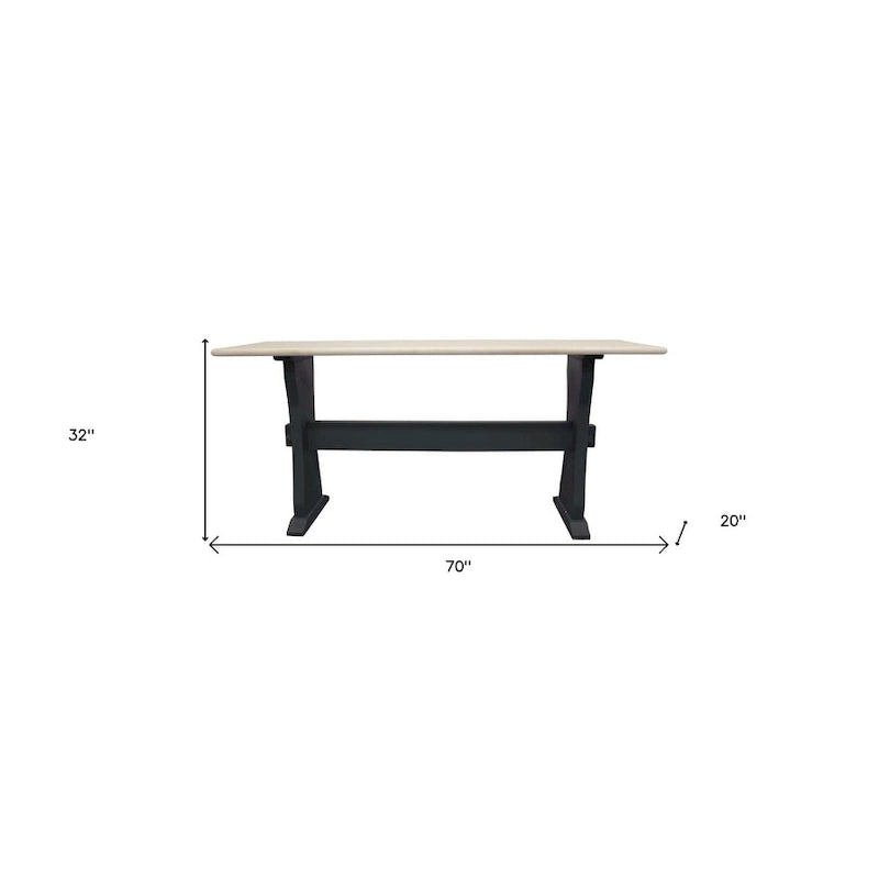 Console en marbre véritable ivoire et noir, 70 pi