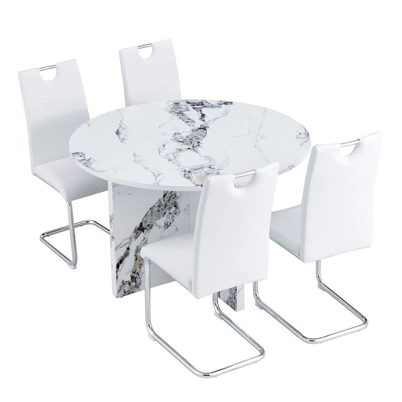 Table à manger ronde avec 4 chaises