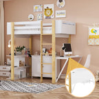 Lit mezzanine en bois avec placard de rangement intégré, casiers et bureau pliant