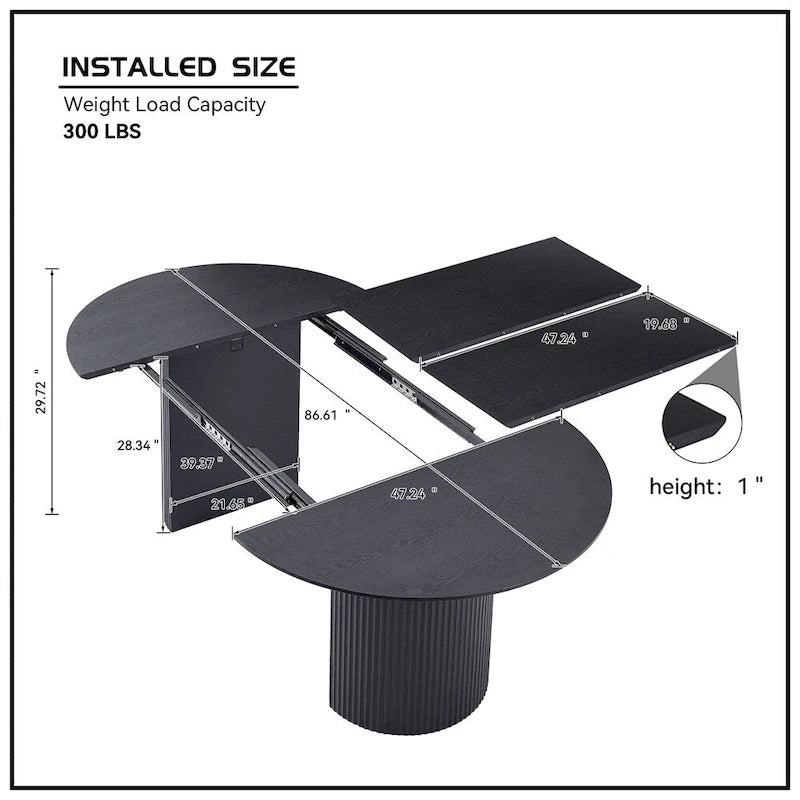 Table à manger ovale extensible avec plateau solide