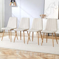 Chaise d'appoint en lin et pieds en métal (Lot de 4)