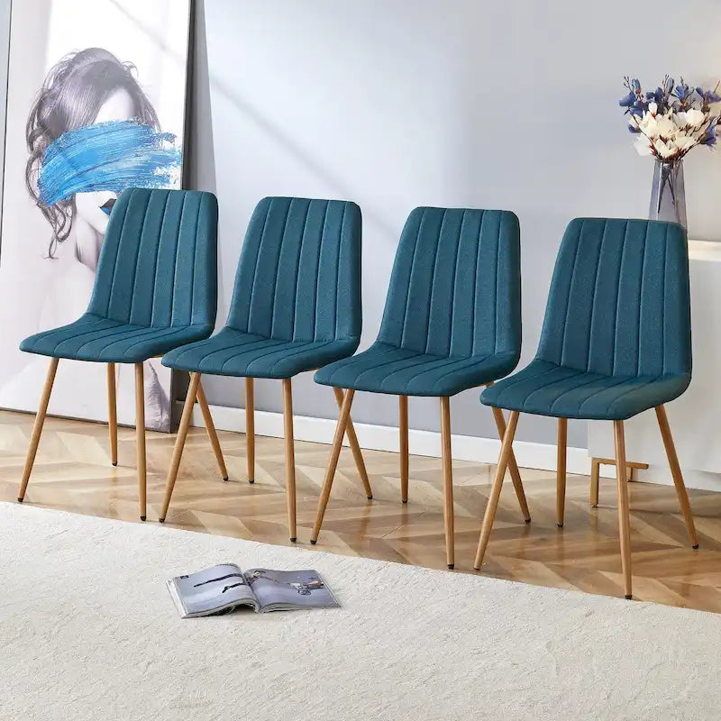 Chaise d'appoint en lin et pieds en métal (Lot de 4)