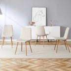 Chaise d'appoint en lin et pieds en métal (Lot de 4)
