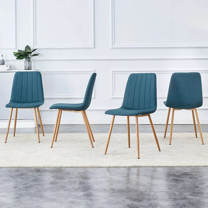 Chaise d'appoint en lin et pieds en métal (Lot de 4)