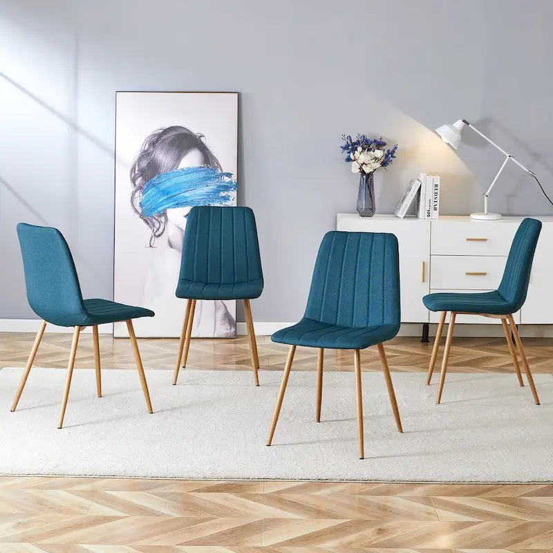 Chaise d'appoint en lin et pieds en métal (Lot de 4)