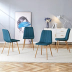 Chaise d'appoint en lin et pieds en métal (Lot de 4)