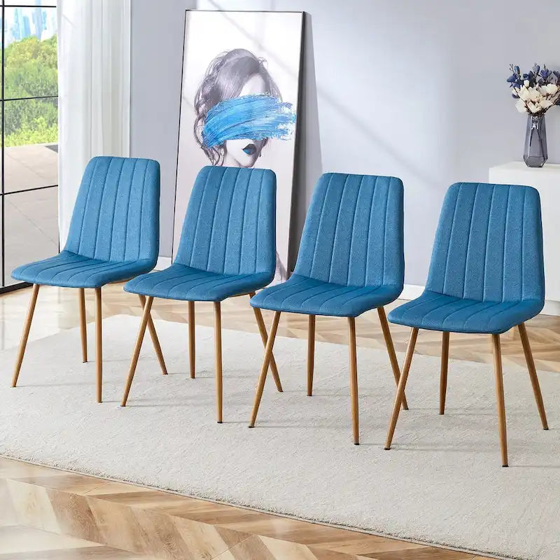 Chaise d'appoint en lin et pieds en métal (Lot de 4)