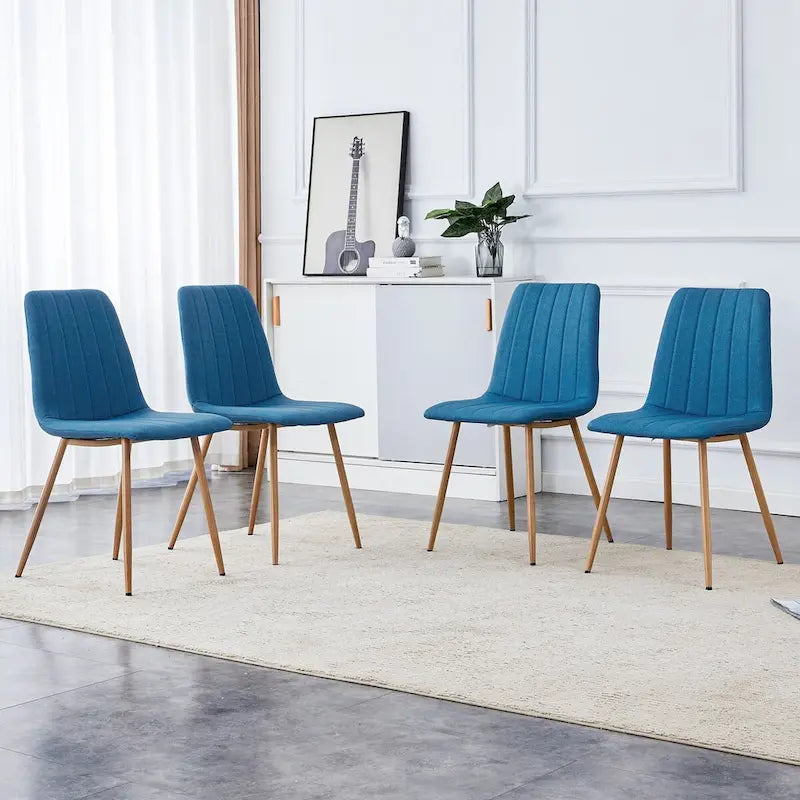 Chaise d'appoint en lin et pieds en métal (Lot de 4)