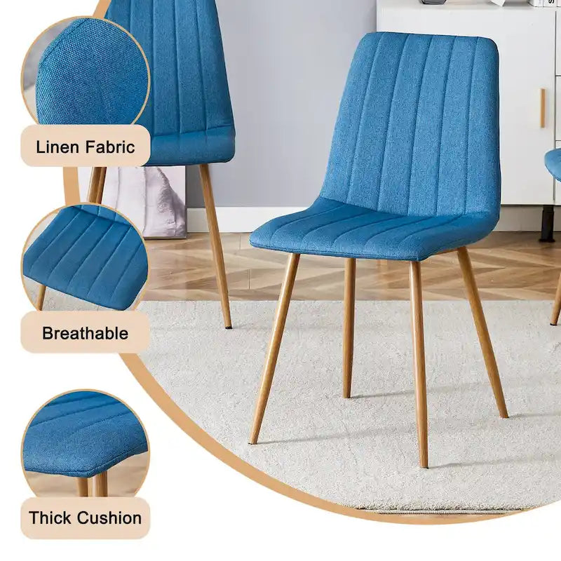 Chaise d'appoint en lin et pieds en métal (Lot de 4)