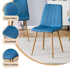 Chaise d'appoint en lin et pieds en métal (Lot de 4)
