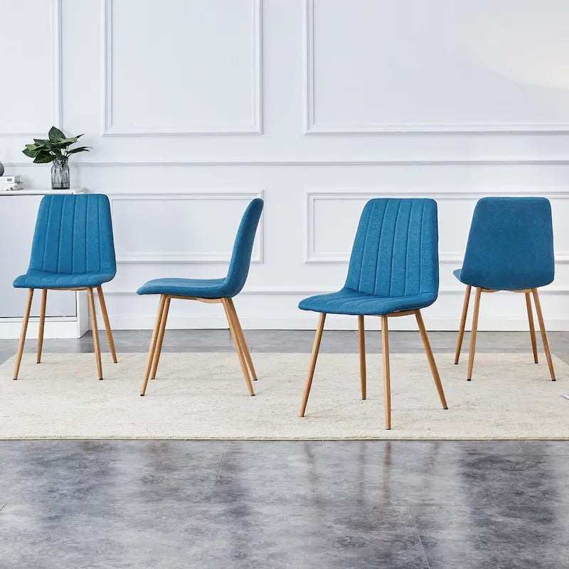 Chaise d'appoint en lin et pieds en métal (Lot de 4)