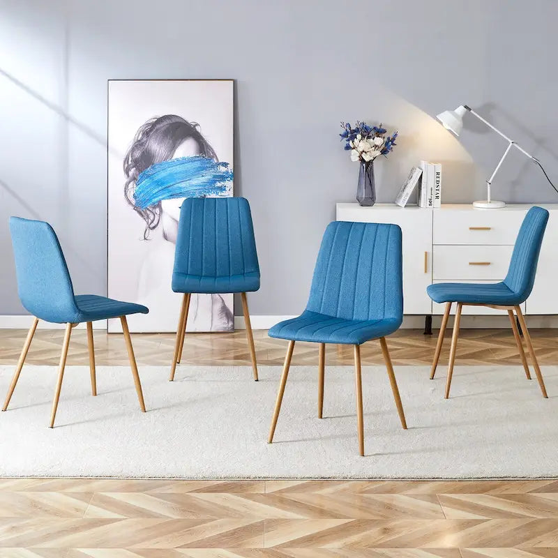 Chaise d'appoint en lin et pieds en métal (Lot de 4)