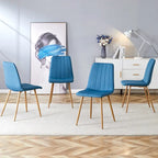 Chaise d'appoint en lin et pieds en métal (Lot de 4)